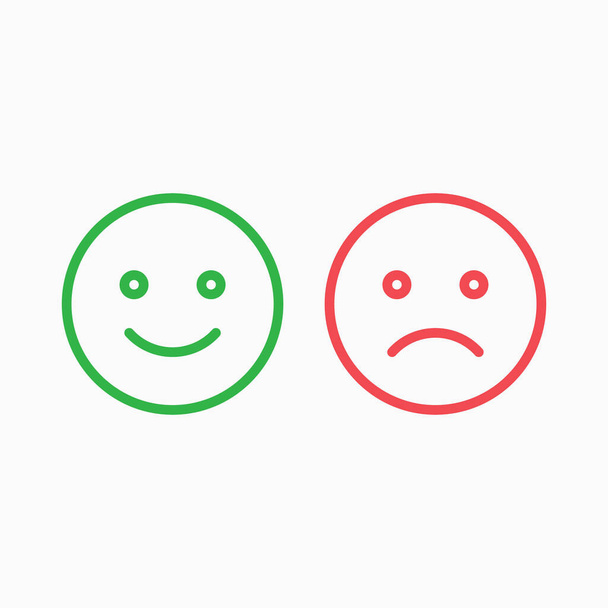 Set of smile emoticon green and red color - Vektor, kép