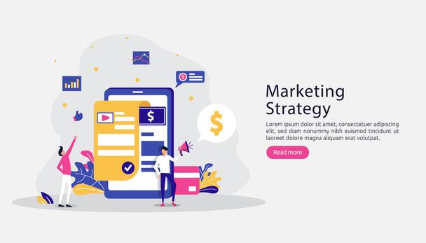affiliate digital marketing strategy concept. refer a friend with people character sharing referral business partnership and earn money online. template for web landing page, banner, presentation - Vector, Image
