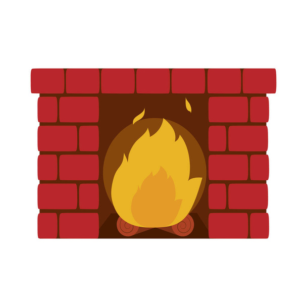 bricks fireplace icon, handrawn style - Vector, Image