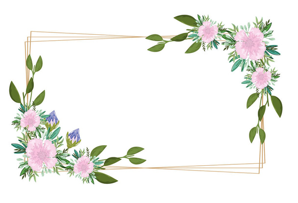 λουλούδια διακόσμηση φύση πλαίσιο διάταξης, ζωγραφική σχεδιασμό - Διάνυσμα, εικόνα