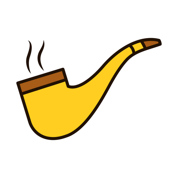 значок курения трубы, линия и стиль заливки - Вектор,изображение