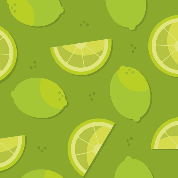 patrón verde limones, diseño colorido - Vector, Imagen