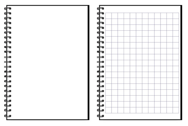 Blanco notitieblok kooi in realistisch. Twee notitieboekjes. Schoon handboek en geruit. Voorraadafbeelding. - Vector, afbeelding