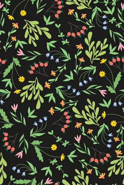 Seamless pattern with summer herbs. Vector image. - Vektor, kép