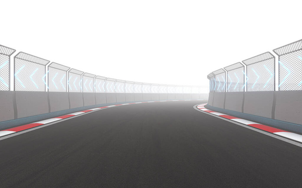View of the infinity empty asphalt international race track, 3d rendering. Computer digital drawing. - Foto, imagen