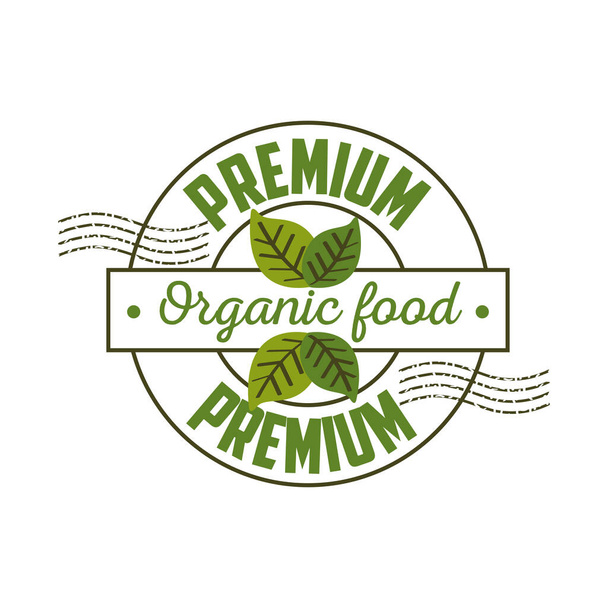 プレミアムオーガニック食品白を基調とした葉のラベル - ベクター画像