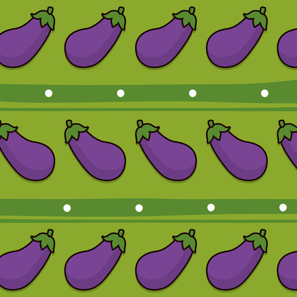 green pattern with eggplants, colorful design - Vecteur, image