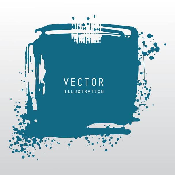 vector splats splashes and blobs of blue ink paint in different shapes drips isolated on white - Vetor, Imagem