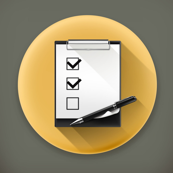 Pen and check boxes long shadow vector icon - Вектор, зображення