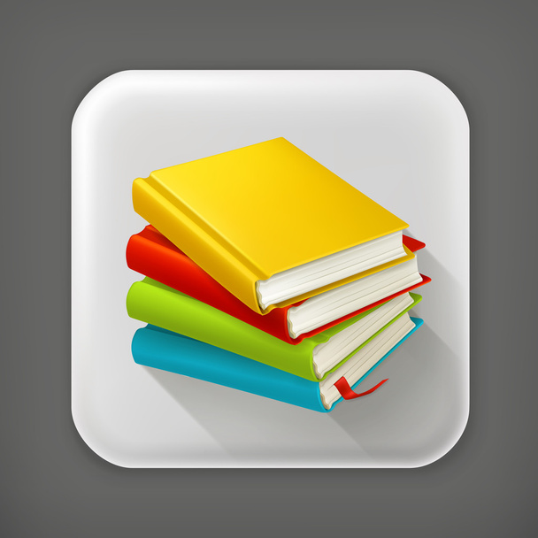 Stack of textbooks, long shadow vector icon - ベクター画像