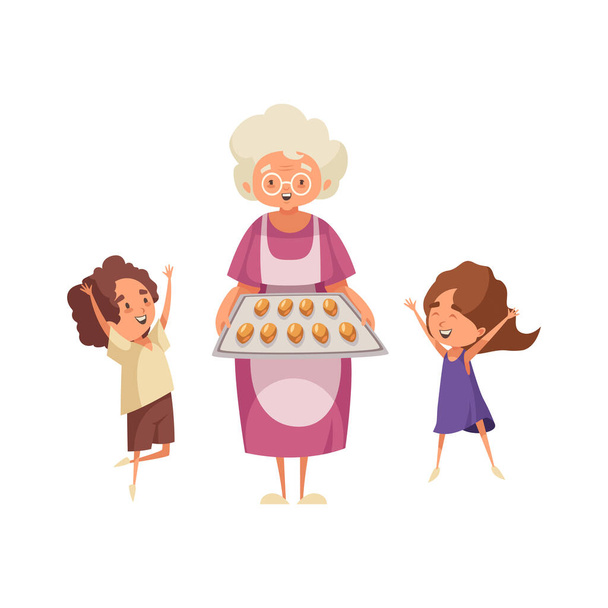 Επίπεδη απεικόνιση γιαγιάς - Διάνυσμα, εικόνα