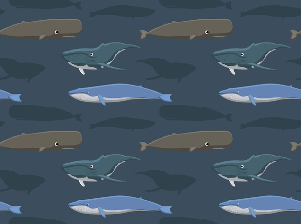Whale Seamless Wallpaper 2 Cartoon Character - Вектор, зображення