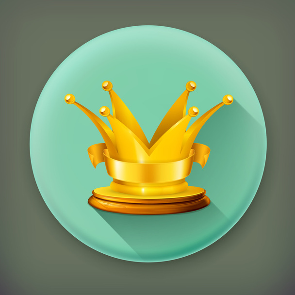 Golden crown, long shadow vector icon - Vector, Image