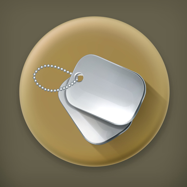 Military dog tags, long shadow vector icon - Διάνυσμα, εικόνα