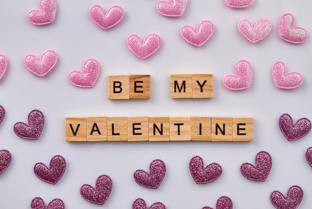 Be my valentine wood cubes. - Фото, изображение