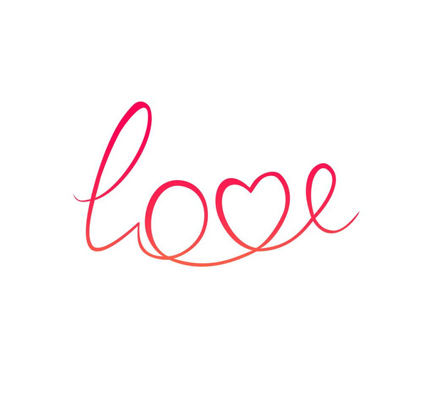 Love lettering. Print for tee, t-shirt, social media banner, valentines day greeting, wedding card with continuous line text love isolated on white - Вектор, зображення