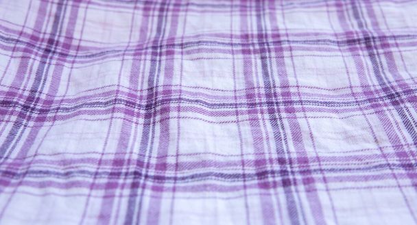 Checkered cloth texture. Squares on textile. Natural fabrics background. - Photo, Image