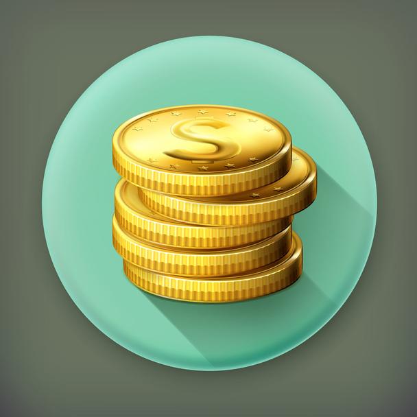 Stack of coins long shadow vector icon - Вектор, зображення
