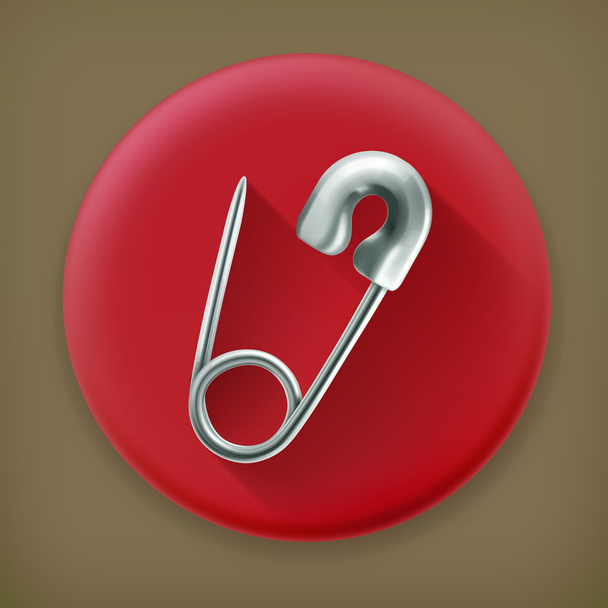 Safety pin, long shadow vector icon - Vetor, Imagem