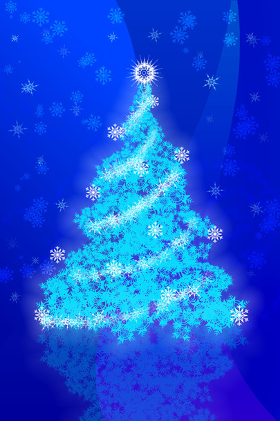 Árbol de Navidad sobre fondo azul
 - Foto, imagen