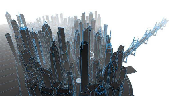 ciudad paisaje industrial 3d ilustración - Foto, imagen