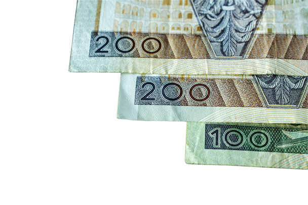 Polish banknotes fanned out on a white background - Photo, Image