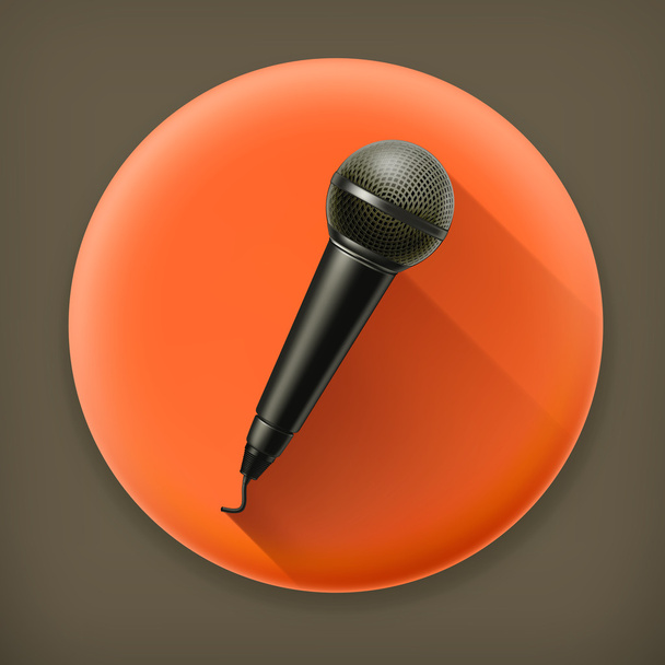 Microphone long shadow vector icon - Vetor, Imagem
