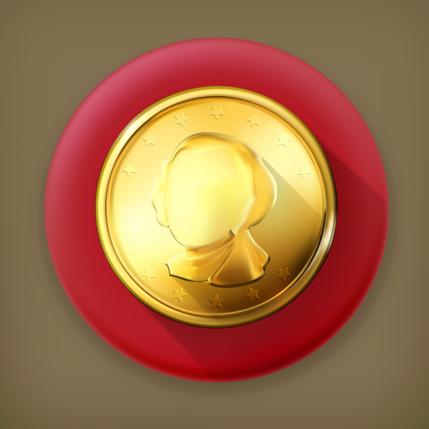 Gold coin, long shadow vector icon - Vettoriali, immagini