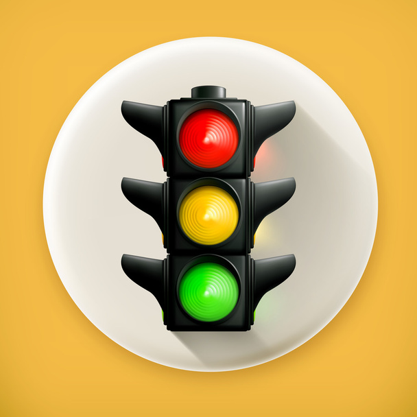 Traffic lights, long shadow vector icon - Vektor, kép