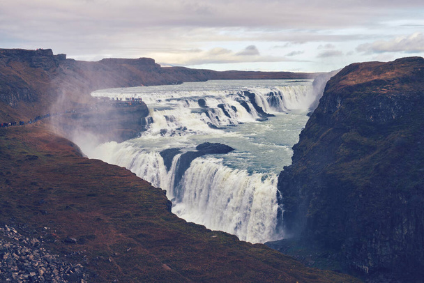 Gullfoss waterfall in Iceland. Beautiful landscape with a river. - Zdjęcie, obraz