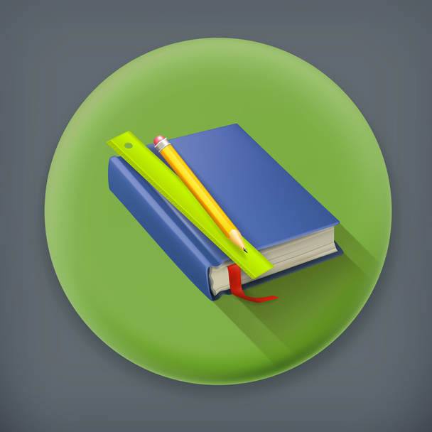 Schoolbook long shadow, vector icon - Διάνυσμα, εικόνα