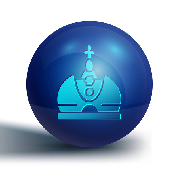 Icona della corona del Re Blu isolata su sfondo bianco. Pulsante cerchio blu. Vettore. - Vettoriali, immagini