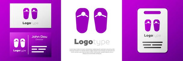 Logotype Flip flops ícone isolado no fundo branco. Sinal de chinelos de praia. Elemento de modelo de design de logotipo. Vetor. - Vetor, Imagem