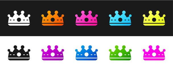 Conjunto icono de corona King aislado sobre fondo blanco y negro. Vector. - Vector, imagen