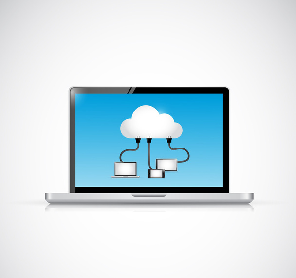 laptop and cloud computing connection illustration - Photo, image