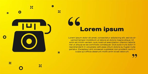Black Telephone with emergency call 911 icon isolated on yellow background. Police, ambulance, fire department, call, phone.  Vector. - Vector, Image