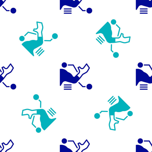Blue Prosthesis hand icon isolated seamless pattern on white background. Futuristic concept of bionic arm, robotic mechanical hand.  Vector. - Vector, Image