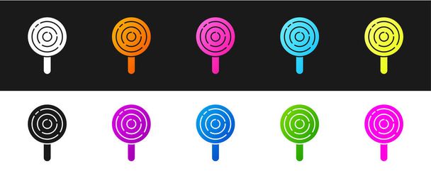 Set Lollipop icon isolated on black and white background. Candy sign. Food, delicious symbol.  Vector. - Vector, Image