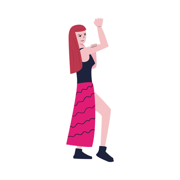Chica poder fuerte mujer dibujos animados vector de diseño - Vector, Imagen