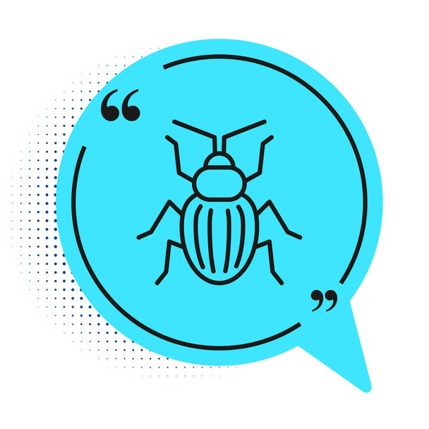 Black line Chafer beetle icon isolated on white background. Blue speech bubble symbol. Vector. - Vector, Image