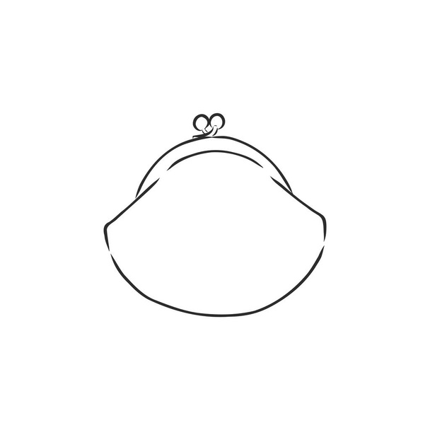 purse female line style icon vector illustration design. ladies retro coin purse vector sketch illustration - Vector, Image