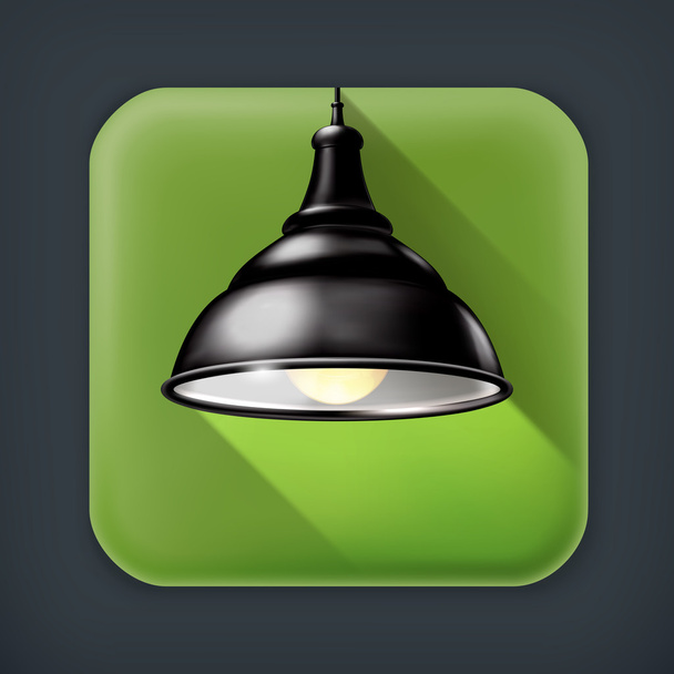 Black Lamp, long shadow vector icon - Vector, imagen