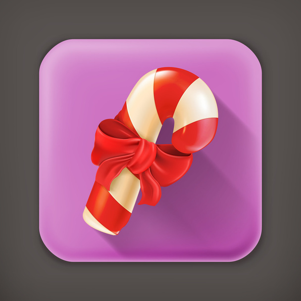 Christmas candy with bow, long shadow icon - Vettoriali, immagini