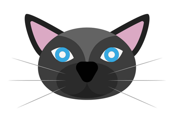Black cat face on white background. - Vektor, Bild