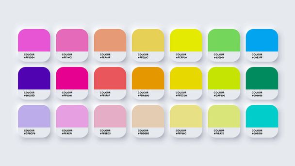 Catalogo tavolozza colori Campioni Pastello e Neon in RGB HEX. Neomorfismo Vettore - Vettoriali, immagini
