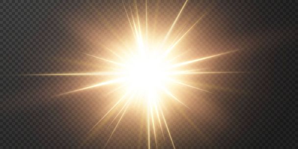 Slunce září jasnými světelnými paprsky - Vektor, obrázek