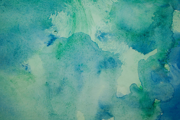 Fondo de acuarela verde azul. Fondo abstracto turquesa con espacio de copia para su diseño. Aquarelle pintura papel texturizado lienzo. - Foto, Imagen
