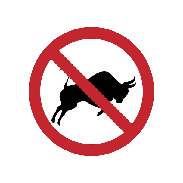 Vector illustratie van bull ban mark op een witte achtergrond. Symbool van dier, waarschuwing, corrida, spanje. - Vector, afbeelding