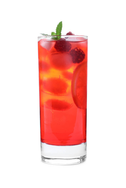 Delicious raspberry lemonade made with soda water isolated on white - Valokuva, kuva