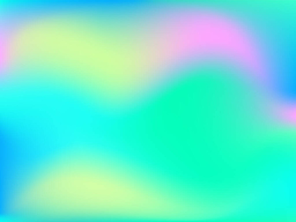 Holografinen tausta. Kirkkaan sileä mesh hämärtynyt futuristinen kuvio vaaleanpunainen, sininen, vihreä väri. Muodikas mainosvektori. Painettujen tuotteiden holografisen spektrin voimakas gradientti, kattaa. - Vektori, kuva